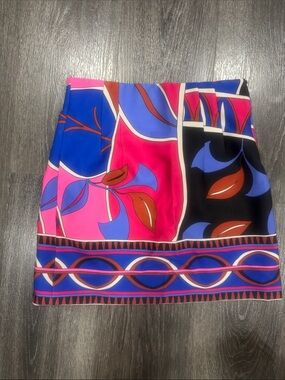 Zara Pink, Blue & Black Floral Panel Mini Skirt